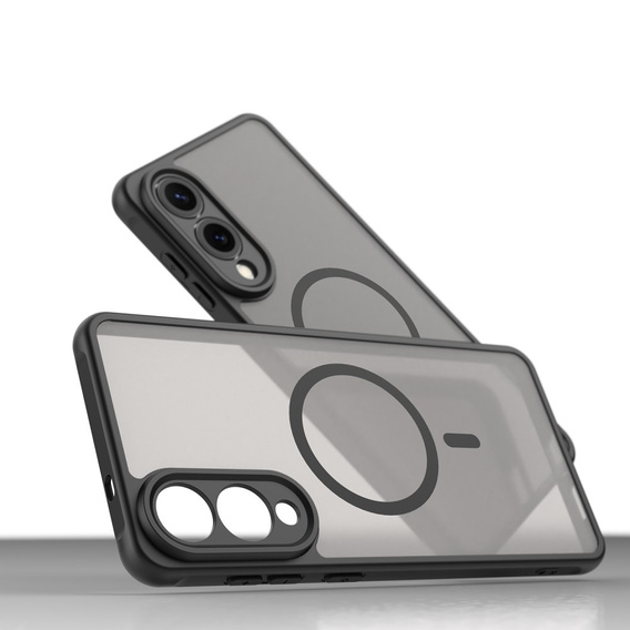 Case for Samsung Galaxy S25 Edge, Kickstand Matt Case, for MagSafe, black + Screen protector