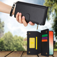 Flip case for Samsung Galaxy S24, Wallet Zipper Pocket RFID, with shoulder strap, black