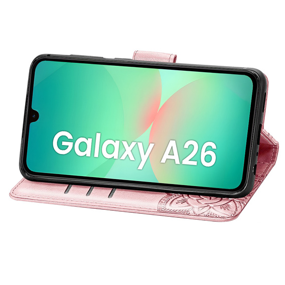 Flip case for Samsung Galaxy A26, Butterfly, pink rose gold