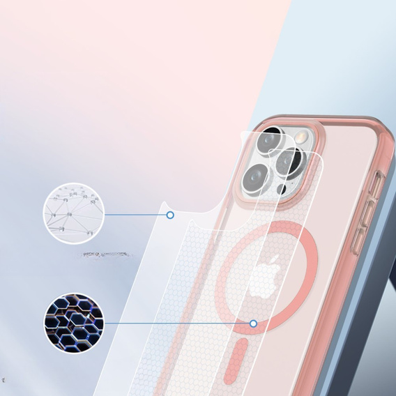 Case for iPhone 16 Pro, Shockproof Hybrid, with screen film, for MagSafe, pink