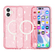 Case for iPhone 17, for MagSafe, glitter, translucent pink