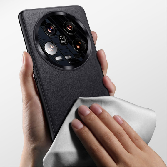 Leather case for Xiaomi 14 Ultra, leather hybrid, black