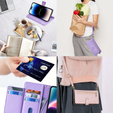 Flip case for iPhone 14 Pro, Wallet Zipper Pocket, purple