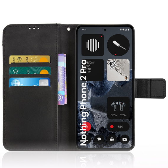 Flip case for CMF Nothing Phone 2 Pro, Crazy Horse Wallet, black