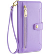 Flip case for Motorola Moto G73 5G, Wallet Zipper Pocket, purple