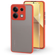 Silicone case for Xiaomi Redmi Note 13 5G, with camera protection, transparent / red + Tempered Glass 9H