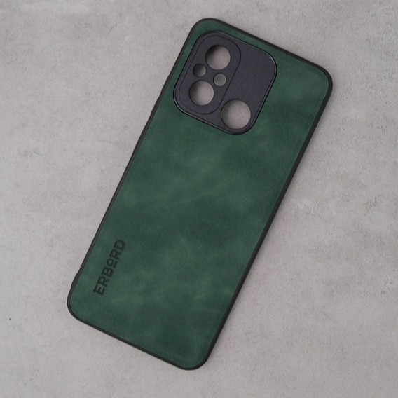 Case for Xiaomi Redmi 12C, ERBORD Business, with metal plate for car mounts, green