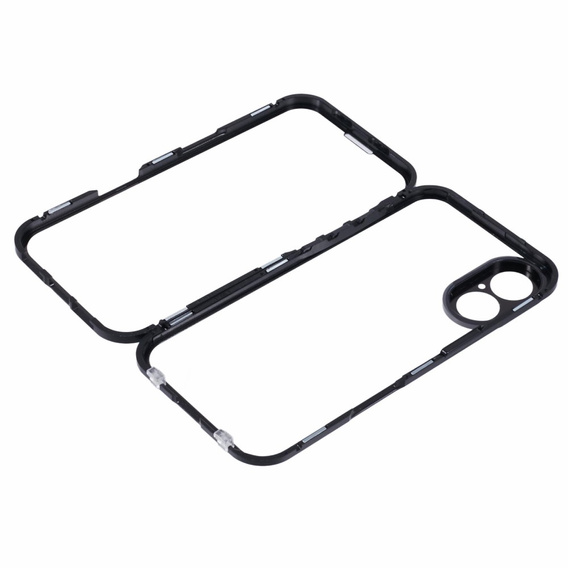 Case for iPhone 16, Magnetic Dual Glass, black