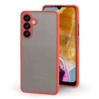 Silicone case for Samsung Galaxy M15 5G, with camera protection, transparent / red