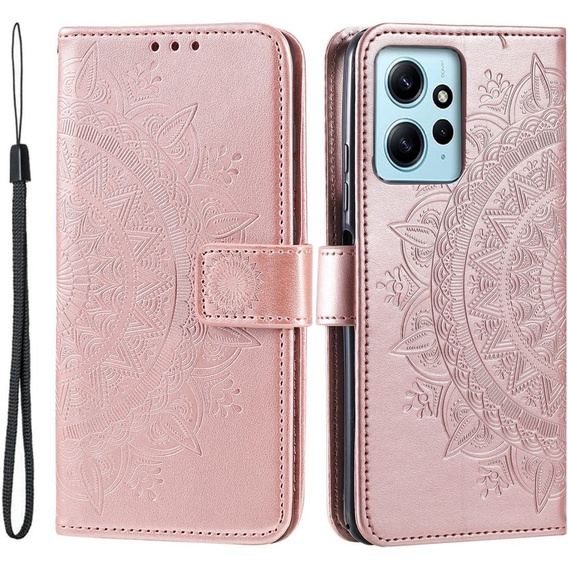 Flip case for Xiaomi Redmi Note 12 4G, Mandala, pink rose gold