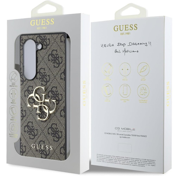GUESS Case for Samsung Galaxy Z Fold6, 4G Big Metal Logo, brown
