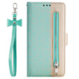 Flip case for Samsung Galaxy S22+ Plus 5G, Wallet Pocket Zipper Lace, green