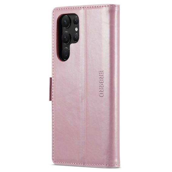 Flip case for Samsung Galaxy S23 Ultra, ERBORD Waxy Wallet, pink