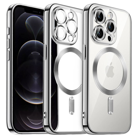 Case for iPhone 12 Pro, Electro MagSafe, silver + Screen Glass