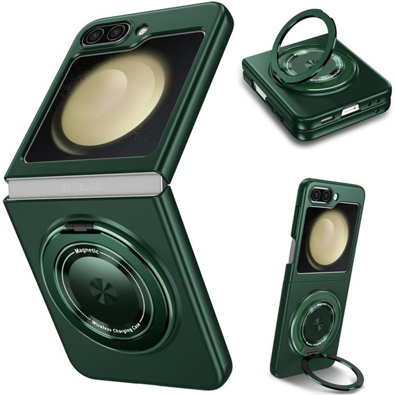 GKK case for Galaxy Z Flip 5 5G, Corners Dropproof MagSafe, clear / purple