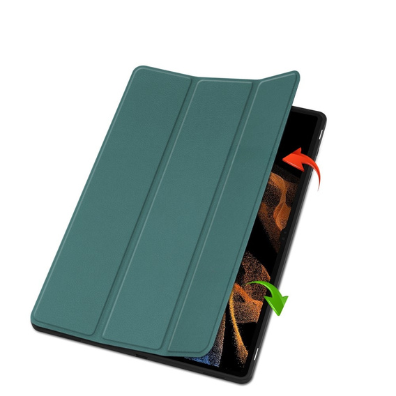 Case for Samsung Galaxy Tab S10 Ultra, Smartcase with stylus space, green