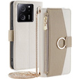 Flip case for Xiaomi 13T / 13T Pro / Redmi K60 Ultra, Wallet Zipper Pocket, with mirror, white