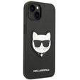 Karl Lagerfeld Case for iPhone 14 Plus, Saffiano Choupette Head Patch, black