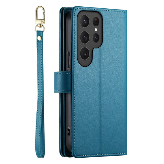 Flip case for Samsung Galaxy S25 Ultra, Wallet Zipper Pocket, blue