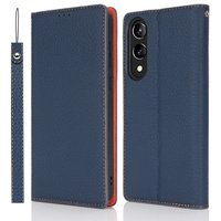 Flip case for Samsung Galaxy S25 Edge, Litchi Skin Grain, dark blue