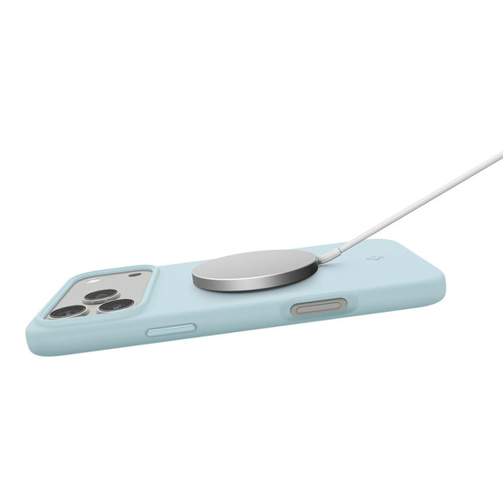Spigen case for iPhone 17 Pro, Silicone Fit MagSafe, Mute Blue