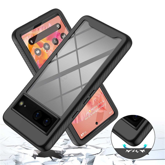 Case for Google Pixel 7, Shockproof, with film, black