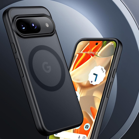 Case for Google Pixel 9, for MagSafe, ERBORD Matt Case, black + Screen Glass