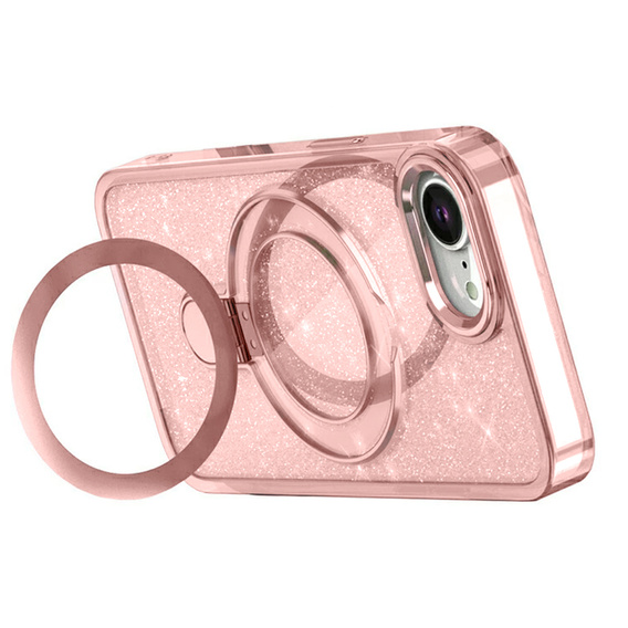 Case for iPhone 16e, Glittery Magnetic Kickstand, pink