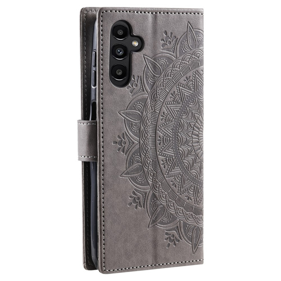 Flip case for Samsung Galaxy A15, Mandala Flower, blue + 9H glass