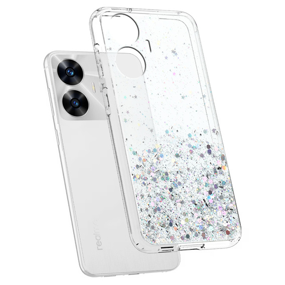 Case for Realme C55, Glittery, transparent