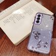 Case for Samsung Galaxy S22, Glitter Flower, purple