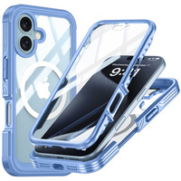 Case for iPhone 16 Plus, Shockproof, with glass, for MagSafe, blue