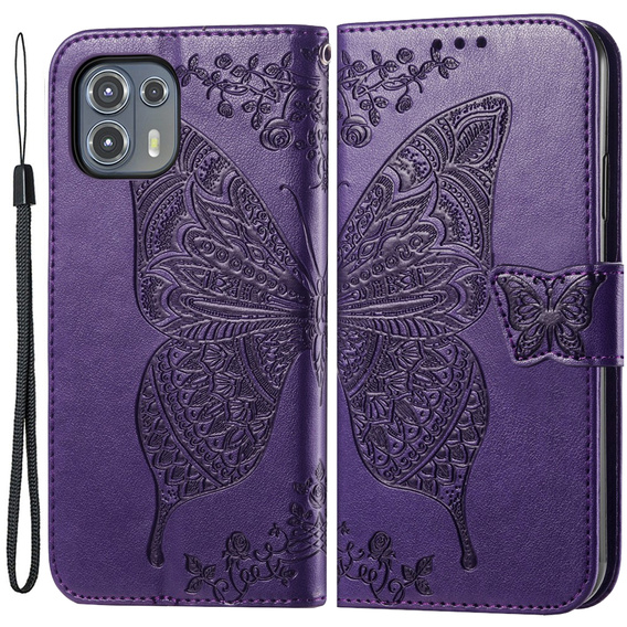 Flip case for Motorola Edge 20 Lite, Butterfly, purple