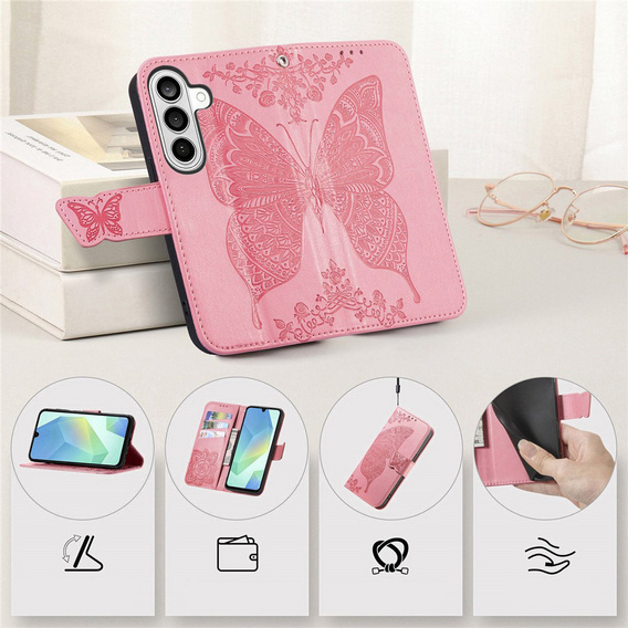 Butterfly flip case for Samsung Galaxy A37 5G, pink