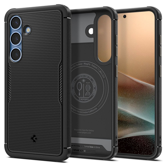 The Spigen Case for Samsung Galaxy S25+ Plus, Core Armor MagSafe, black + 9H Tempered Glass