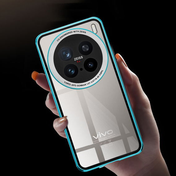 Case for Vivo X200 Pro 5G, Magnetic Dual Glass, blue