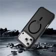 Matt Case for iPhone 17 Pro Max, armoured, for MagSafe, smoky with black sides