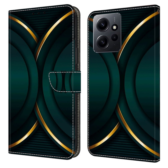 Flip case for Xiaomi Redmi Note 12 4G, Wallet, green / gold