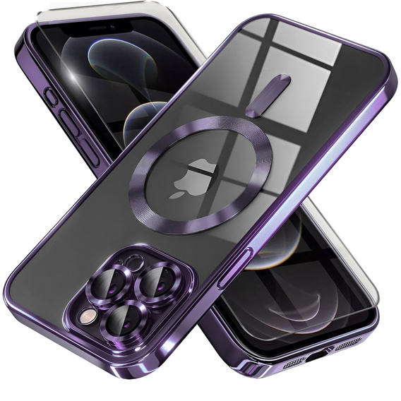 Case for iPhone 12 Pro, Electro MagSafe, purple + Screen Glass