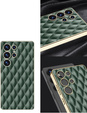 Case for Samsung Galaxy S25 Ultra, Leather Rhombus, green