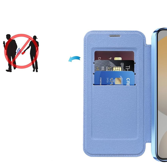 Flip case for Samsung Galaxy S25 FE, RFID Wallet MagSafe CamShield, blue