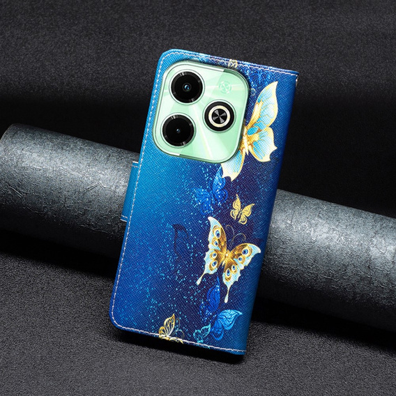 Flip case for Infinix Hot 40i, Wallet, Butterflies blue
