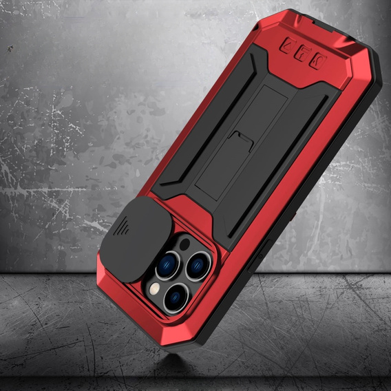 Case for iPhone 14 Pro, R-JUST CamShield Slide, armoured, red / black