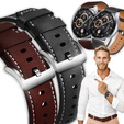 22mm Genuine Leather Coated Silicone Watch Band - Brown