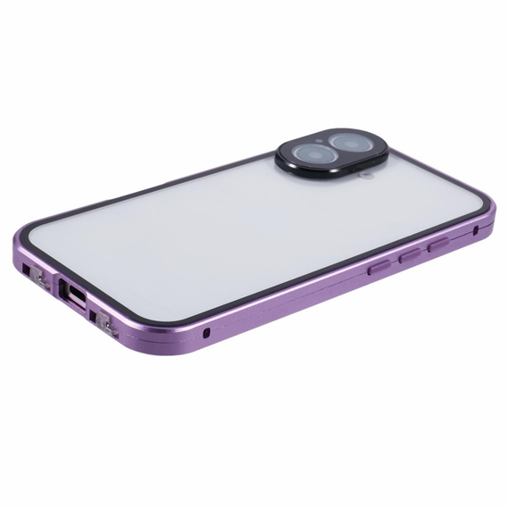 Case for iPhone 16, Magnetic Dual Glass, purple