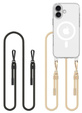 Case with lanyard for iPhone 16, ERBORD MagSafe, transparent + Glass for screen
