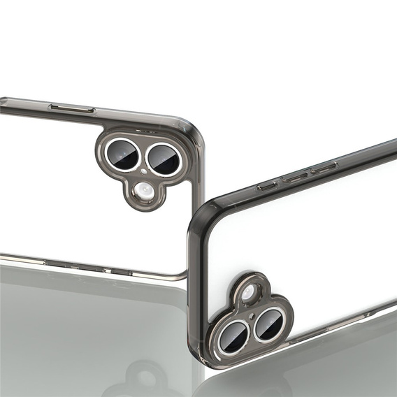 Case for iPhone 17, with camera cover, transparent with black sides