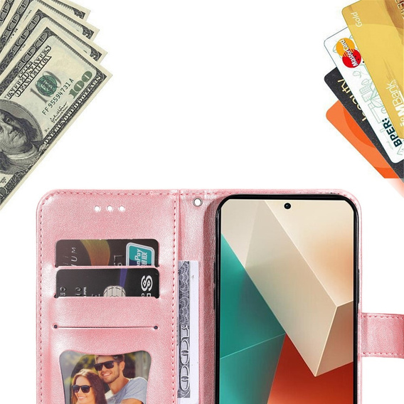 Flip case for Xiaomi Redmi Note 13 5G, Mandala, pink rose gold
