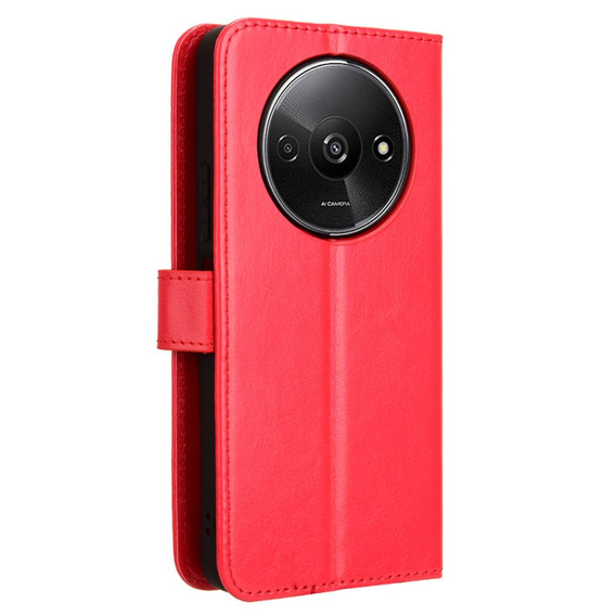 Flip case for Xiaomi Redmi A3, Crazy Horse Wallet, red
