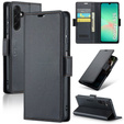 Case for Samsung Galaxy A26, ERBORD Glossy Litchi, wallet with flap, black